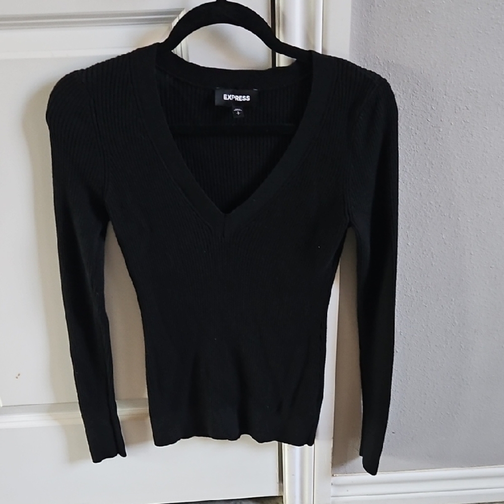 Express Elegant Black Knit Top